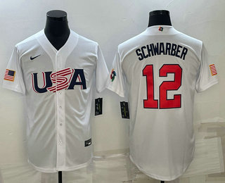 Men's USA Baseball #12 Kyle Schwarber 2023 White World Baseball Classic Stitched Jersey,We sell and wholesale Men's USA Baseball #12 Kyle Schwarber 2023 White World Baseball Classic Stitched Jersey on line form chian!